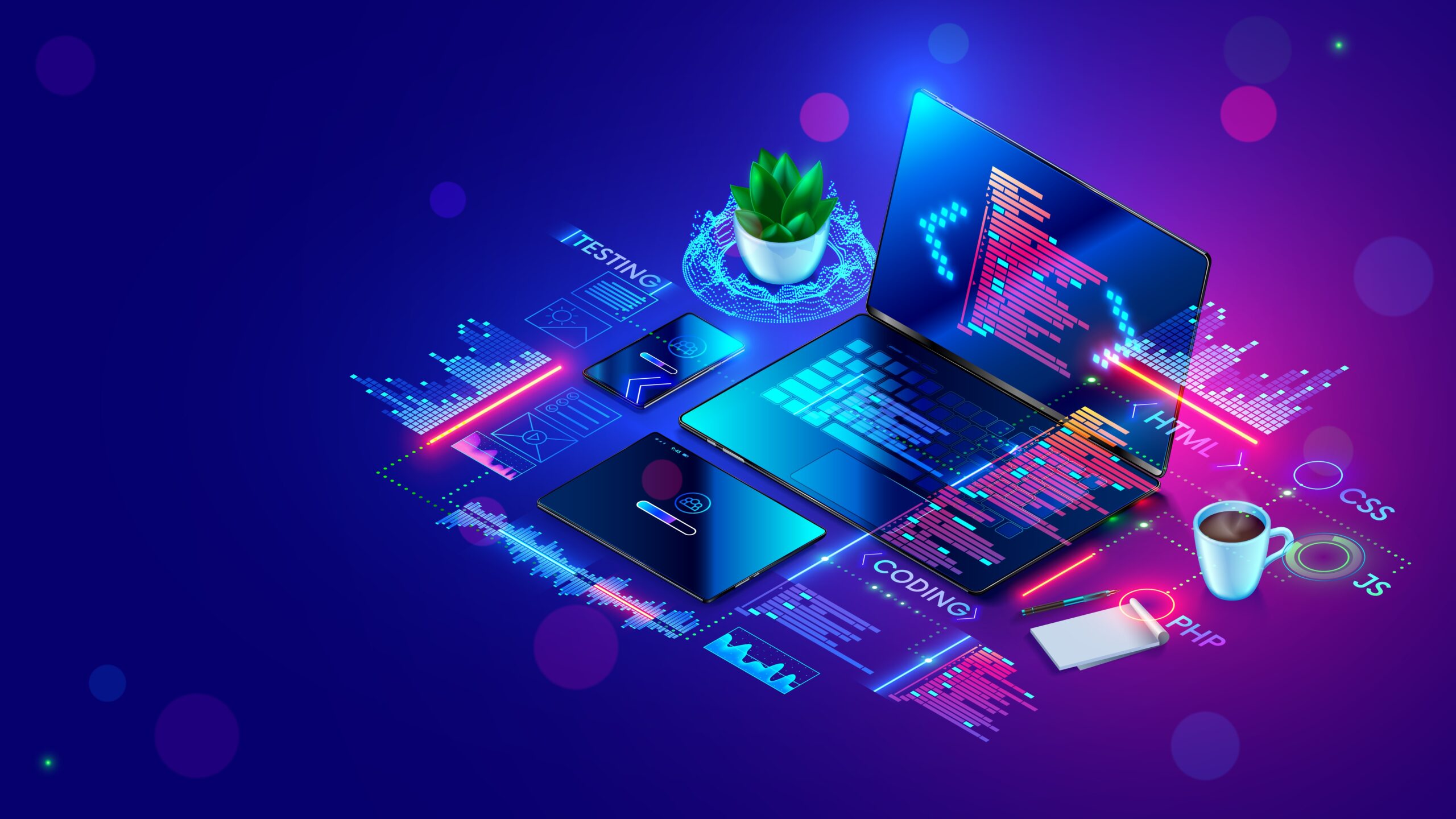 Interface numérique représentant un système d'information connecté.