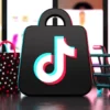 Icône TikTok Shopping avec caddie et sacs de courses, illustrant l’intégration e-commerce avec WooCommerce et Shopify en France. Tik Tok Shopping débarque en France